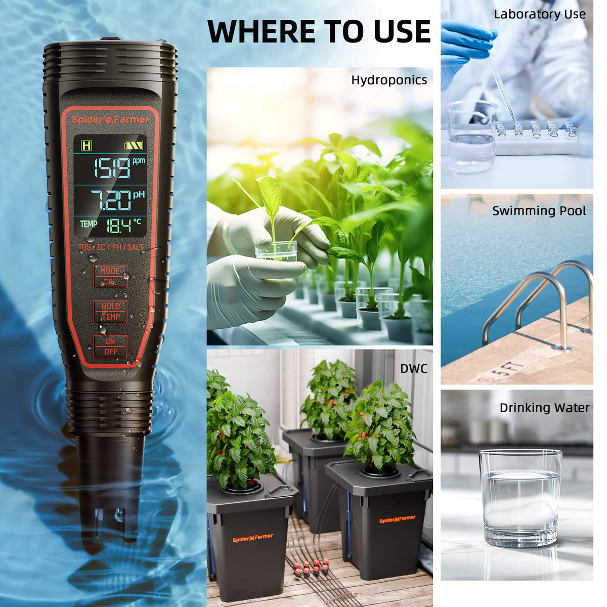 
                  
                    Spider Farmer® 5-in-1 pH Hydroponic Meter Kit
                  
                