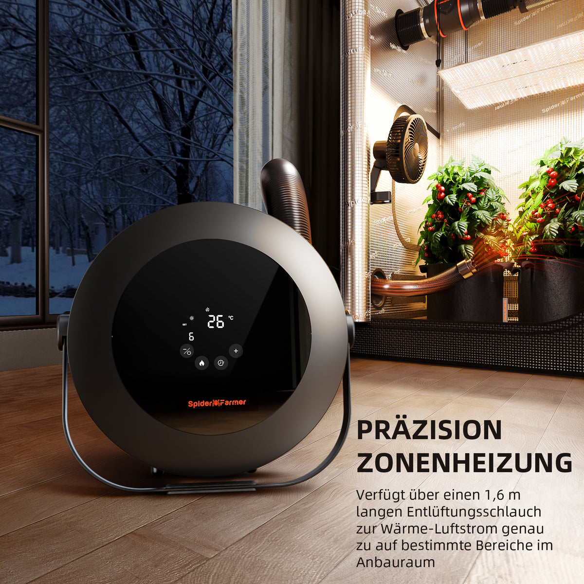 
                  
                    Spider Farmer 540W Grow Tent Heater | Grow-Zelt-Heizung – Smart PTC Heating, Day/Night Mode, 24H Timer, Safe & Efficient Heater for Indoor Plants
                  
                