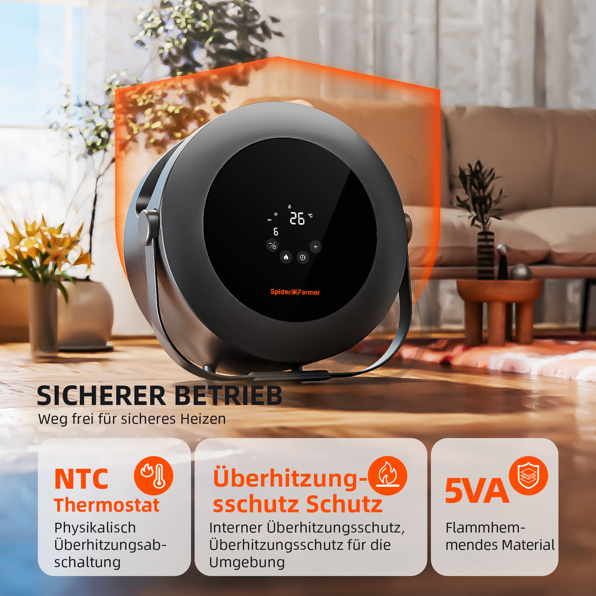 
                  
                    Spider Farmer 540W Grow Tent Heater | Grow-Zelt-Heizung – Smart PTC Heating, Day/Night Mode, 24H Timer, Safe & Efficient Heater for Indoor Plants
                  
                