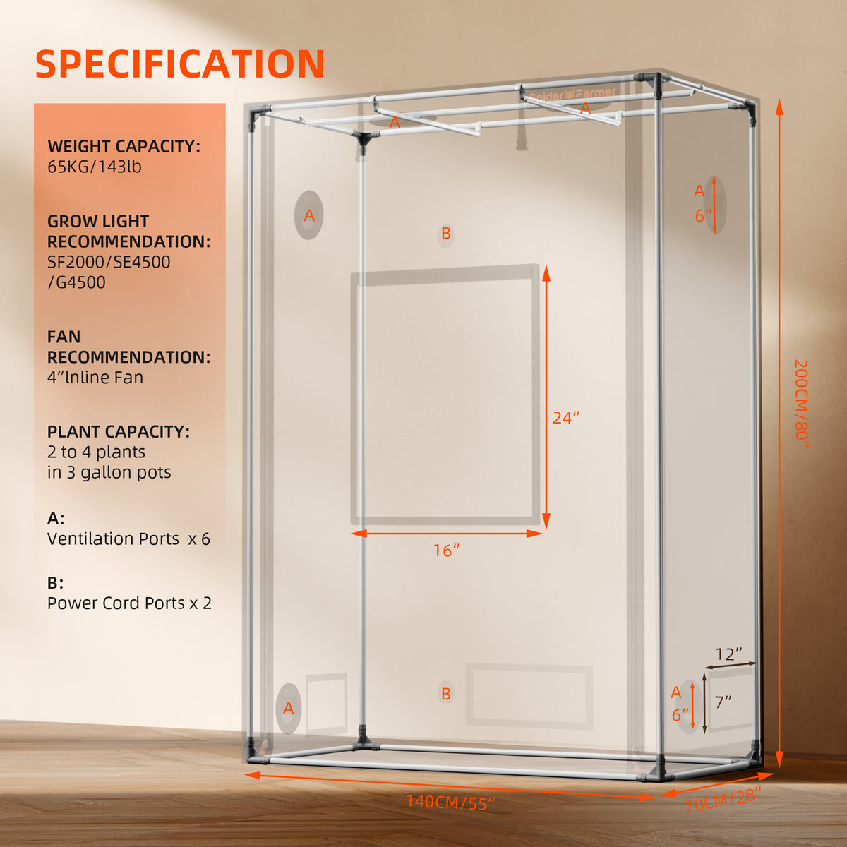 
                  
                    New Spider Farmer 140x70x200cm Pro Indoor Grow Tent Growzelt 2000D High Reflective Plants Grow Box
                  
                