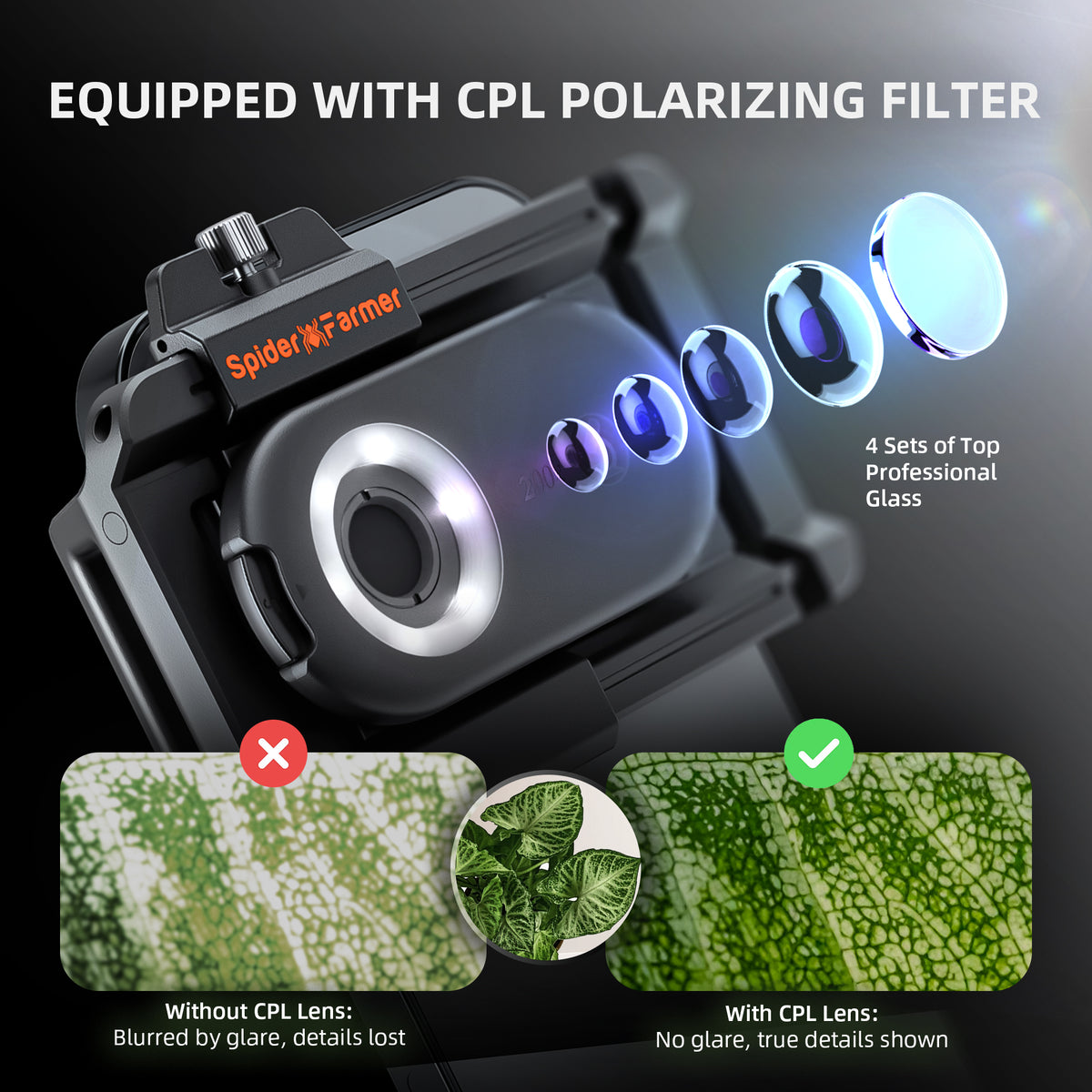 
                  
                    2026 Spider Farmer 200X Microscope | Mikroskop Magnifier | lupe – SmartPhone Lens with LED & UV, Nano Zoom, CPL, Clip-On for iPhone & Android
                  
                
