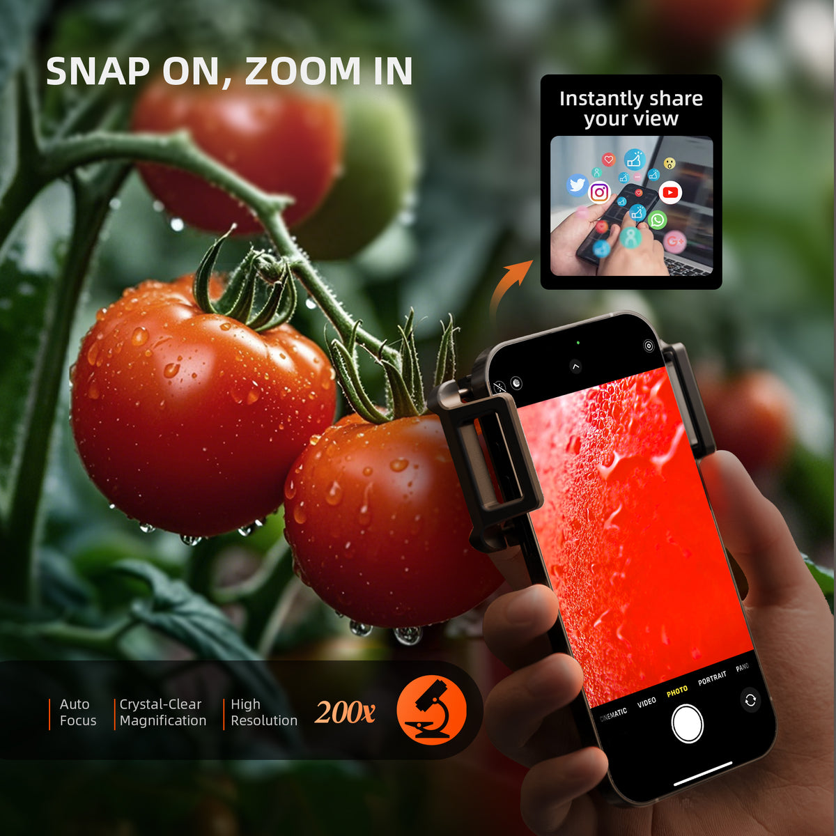 
                  
                    2026 Spider Farmer 200X Microscope | Mikroskop Magnifier | lupe – SmartPhone Lens with LED & UV, Nano Zoom, CPL, Clip-On for iPhone & Android
                  
                