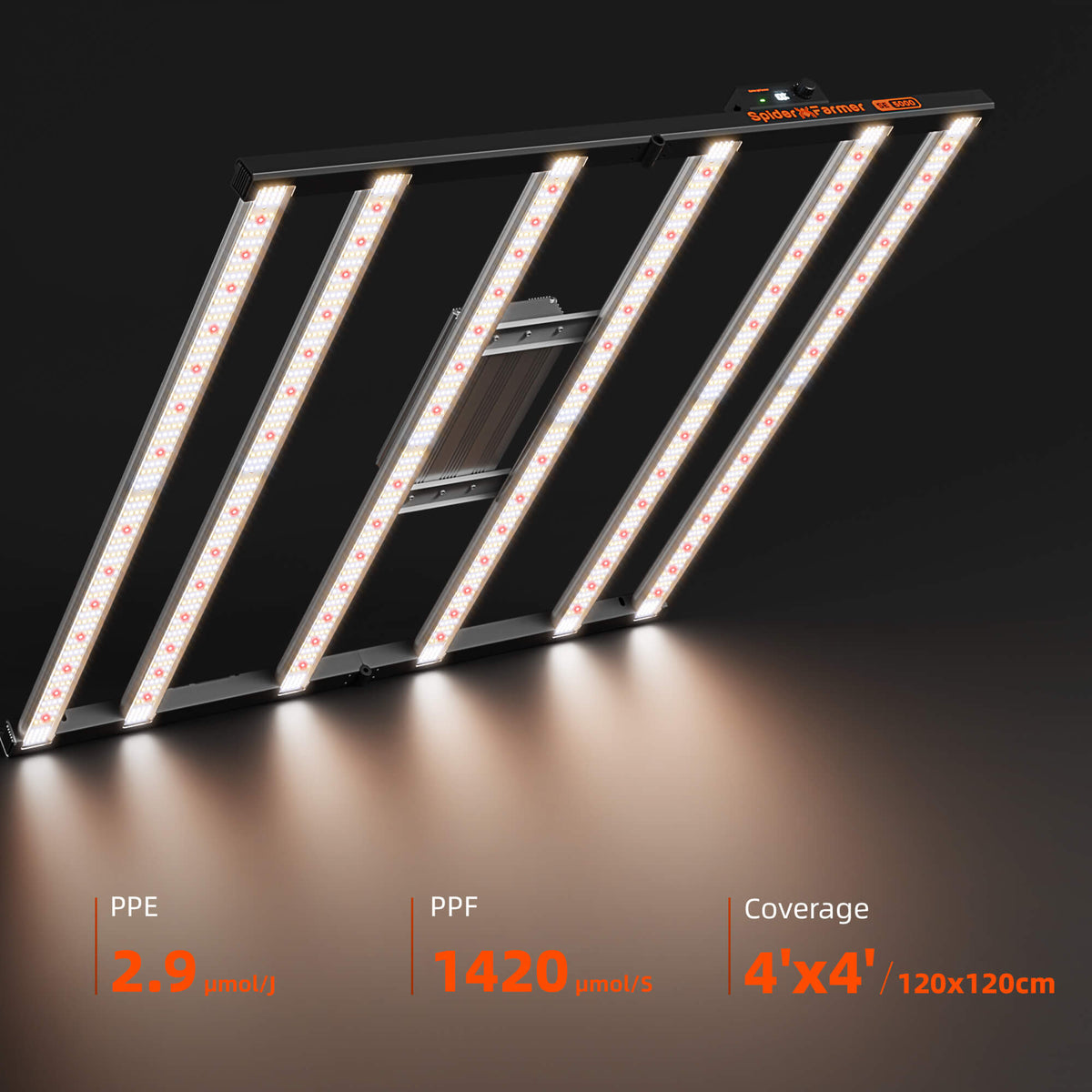 
                  
                    Spider Farmer 120x120x200cm Complete Grow Tent Kit I SE5000 480W Led Grow Light I New 6” Ventilation System Abluftventilator with GGS Controller
                  
                