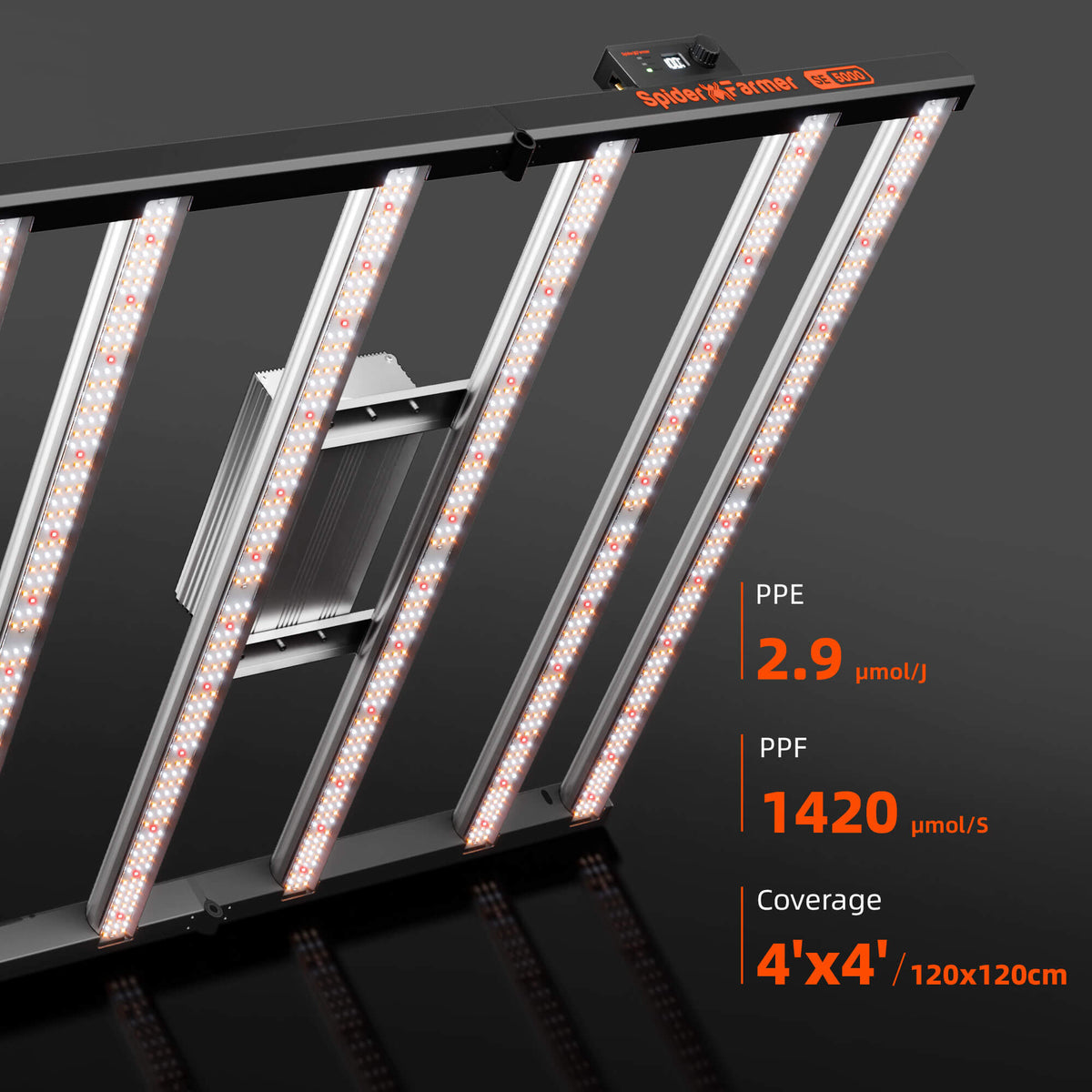 
                  
                    Spider Farmer® 120x120x200 cm Komplettes Grow-Zelt-Set丨SE5000 EVO 480W LED-Pflanzenlampe丨6″ Belüftungssystem mit Temperatur- und Feuchtigkeitsregler
                  
                
