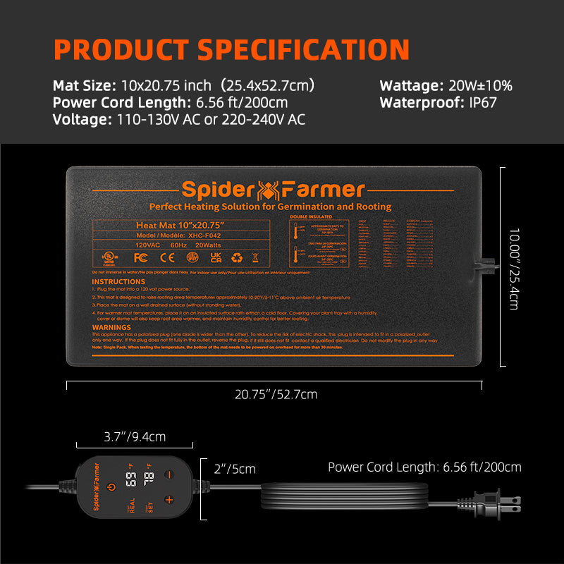 
                  
                    Spider Farmer 52 X 25cm Seedling Heat Mat With 4 Pack Seed Starter Trays
                  
                