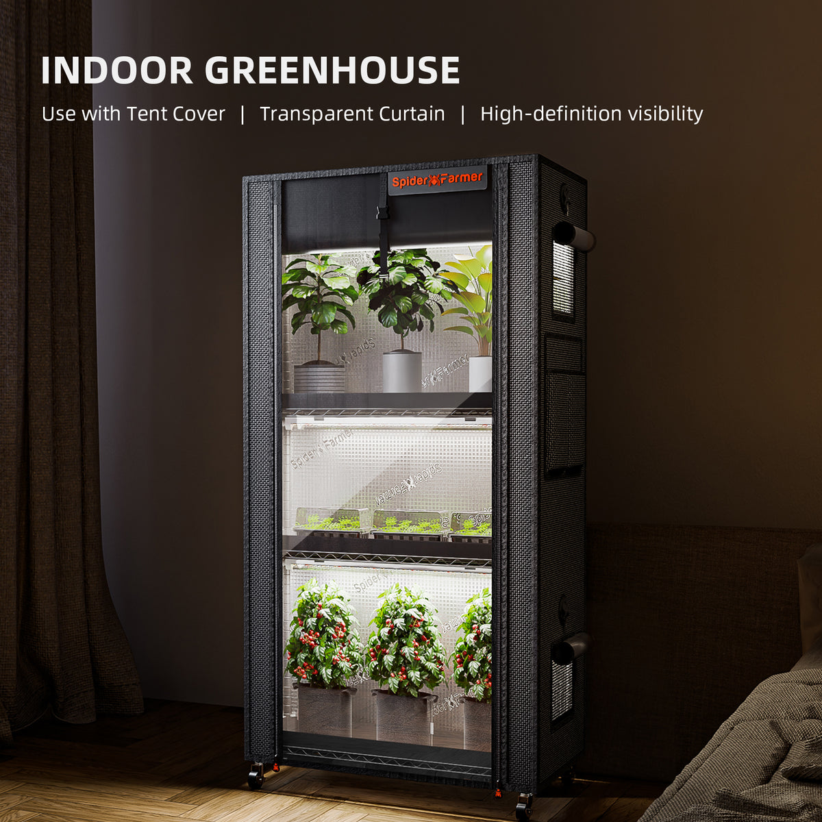 
                  
                    Spider Farmer 4 Tier Plant Stand With Grow Lights 108W , Plant Shelf with 1680D Grow Tent for Clone Seedling Indoor Plant and Greenhouse
                  
                