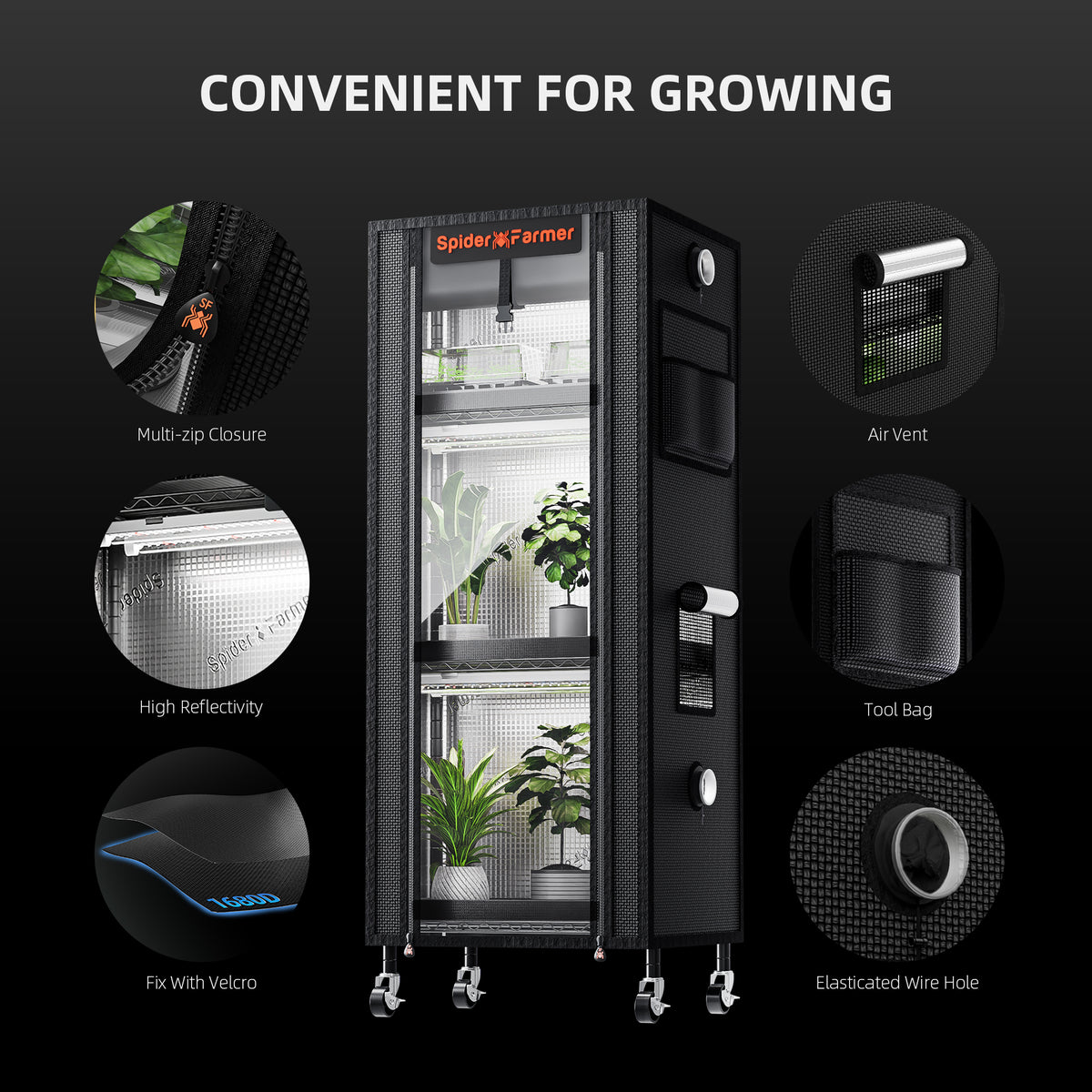 
                  
                    Spider Farmer 4 Tier Plant Stand With Grow Lights 54W , Plant Shelf with 1680D Grow Tent for Clone Seedling Indoor Plant, Greenhouse
                  
                