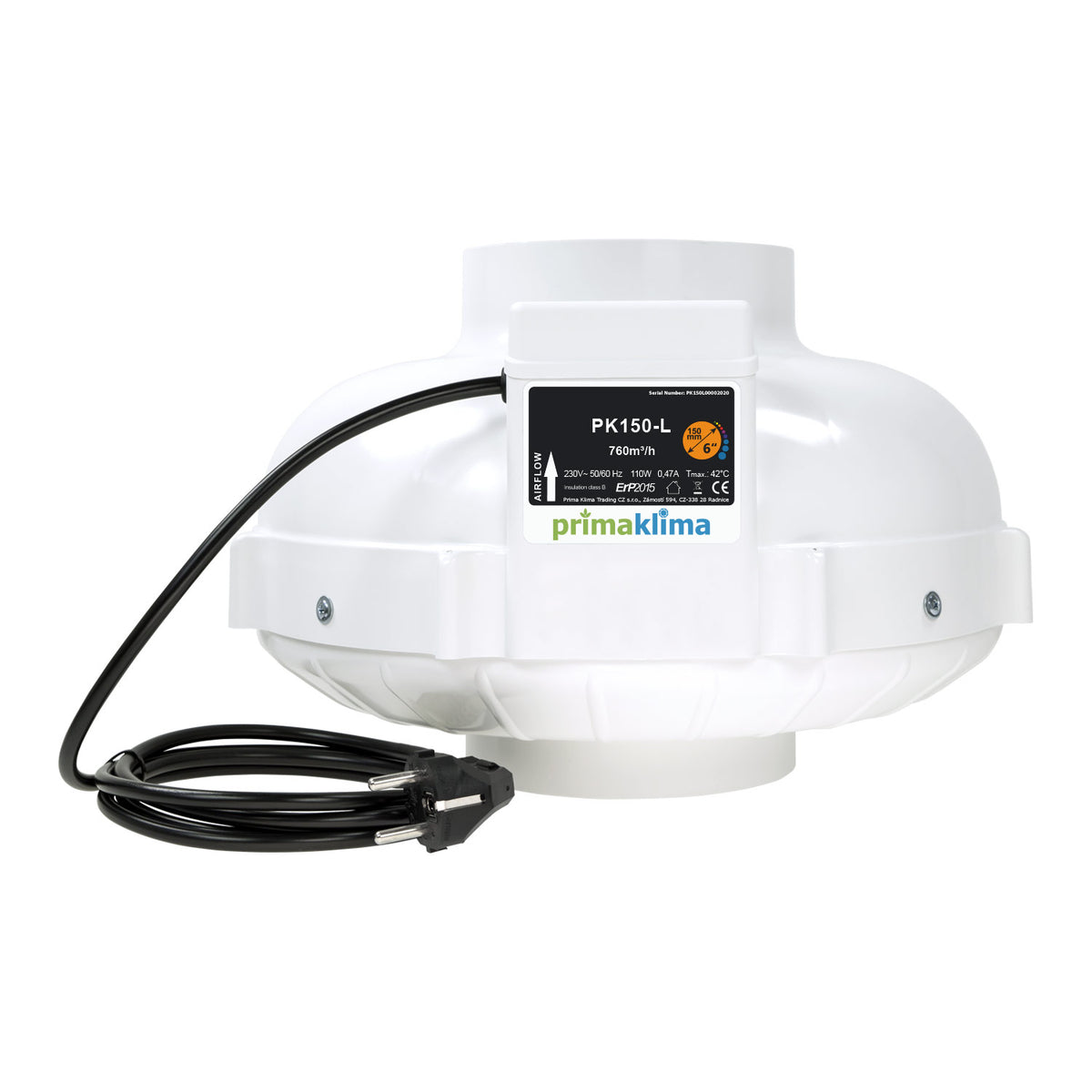 Prima Klima I Speed radial Ventilator 150 760m³/h