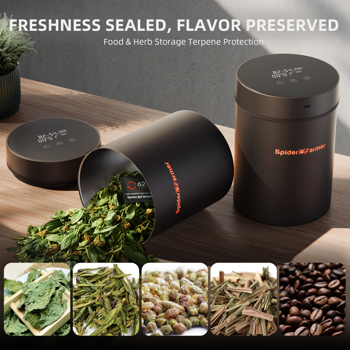 
                  
                    Spider Farmer®2L Auto-Cure Smart Jar | Portable Vacuum Seal Curing Jar with Smart Lid | 4 Pcs 2-Way 62% Humidity Packs | Wide Mouth and Flat Bottom | Curing and Fresh Storage for Coffee, Herb, Mushrooms,Spices, Flower,Foods
                  
                