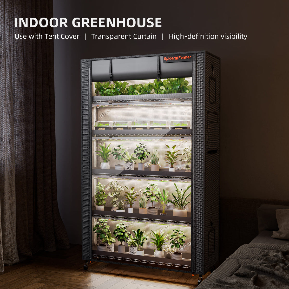 
                  
                    Spider Farmer 6 Tier Plant Stand With Grow Lights 220W , Plant Shelf with 1680D Grow Tent for Clone Seedling Indoor Plant and Greenhouse
                  
                