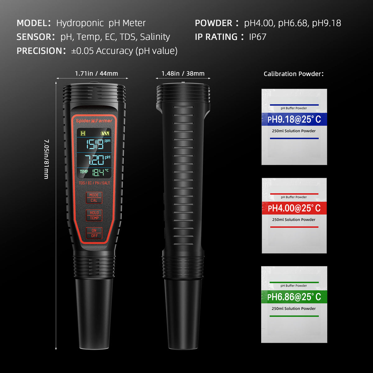 
                  
                    Spider Farmer® 5-in-1 pH Hydroponic Meter Kit
                  
                